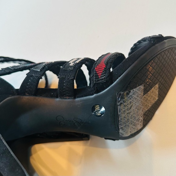 JESSICA SIMPSON Sandals Stiletto Boho Suede Straps Multi Beads NEW Sz 39 9 - Picture 8 of 8